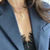 Four Diamond Lariat Necklace - Designer Gold Necklaces - Jo Nayor