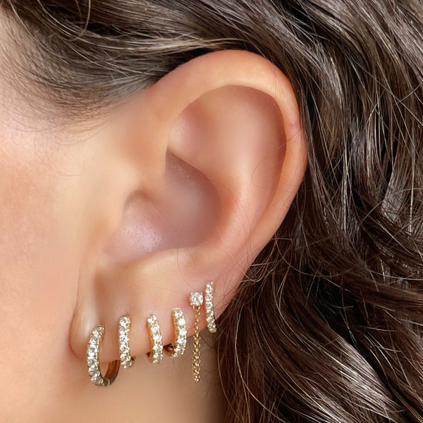 Tethered Single Prong Set Diamond Earring