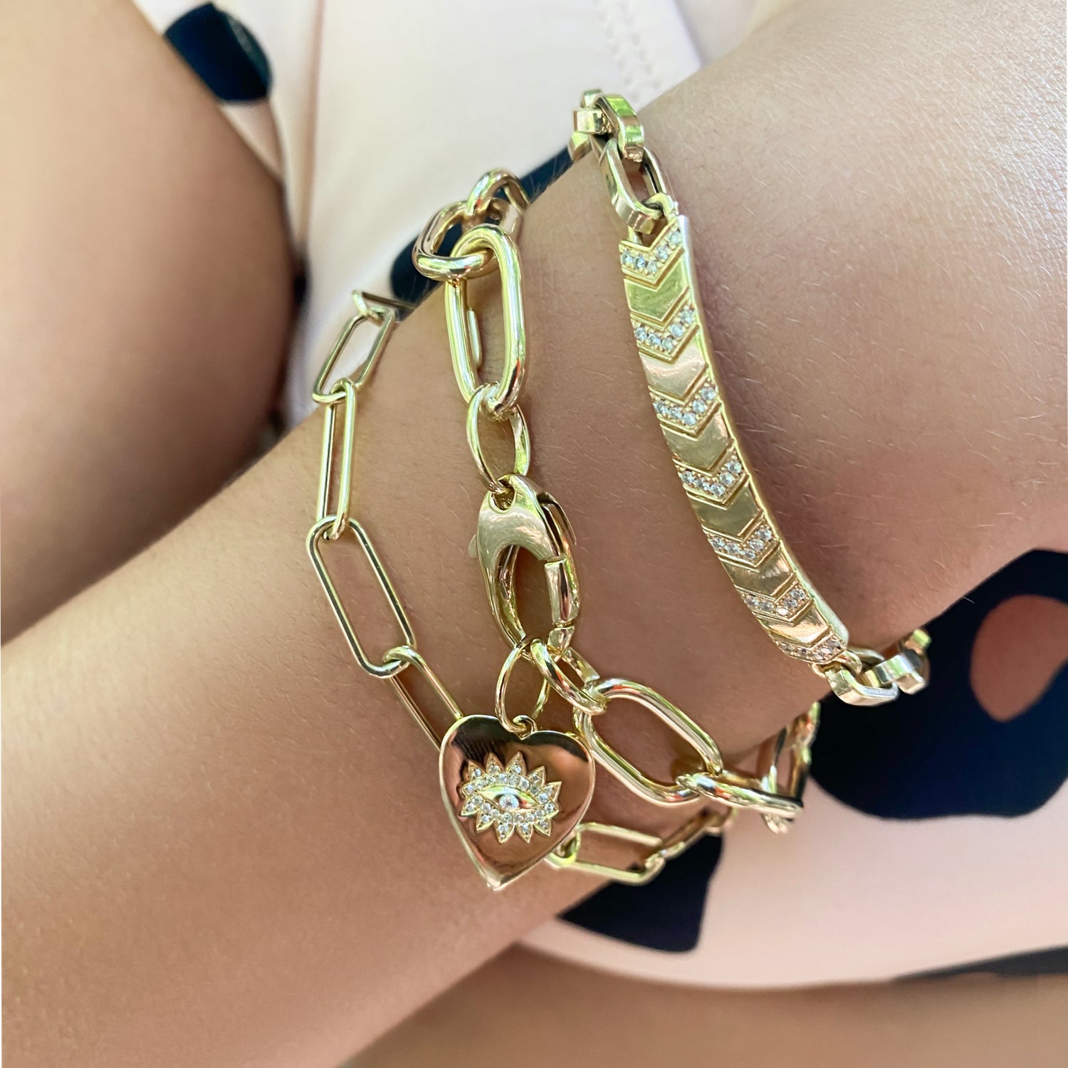 Diamond Chevron Link ID Bracelet - Designer Bracelet - The Ear Stylist