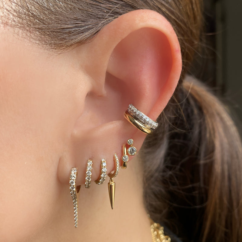 Needle Spike Diamond Huggies - Earrings - The Ear Stylist by Jo Nayor