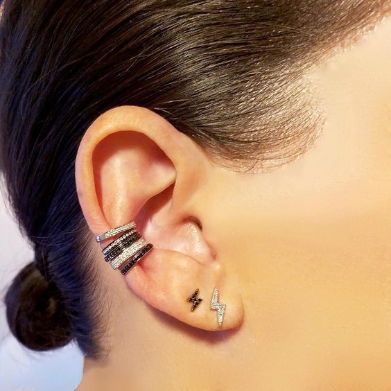 Single Row Black Diamond Ear Cuff Designer Earrings The EarStylist