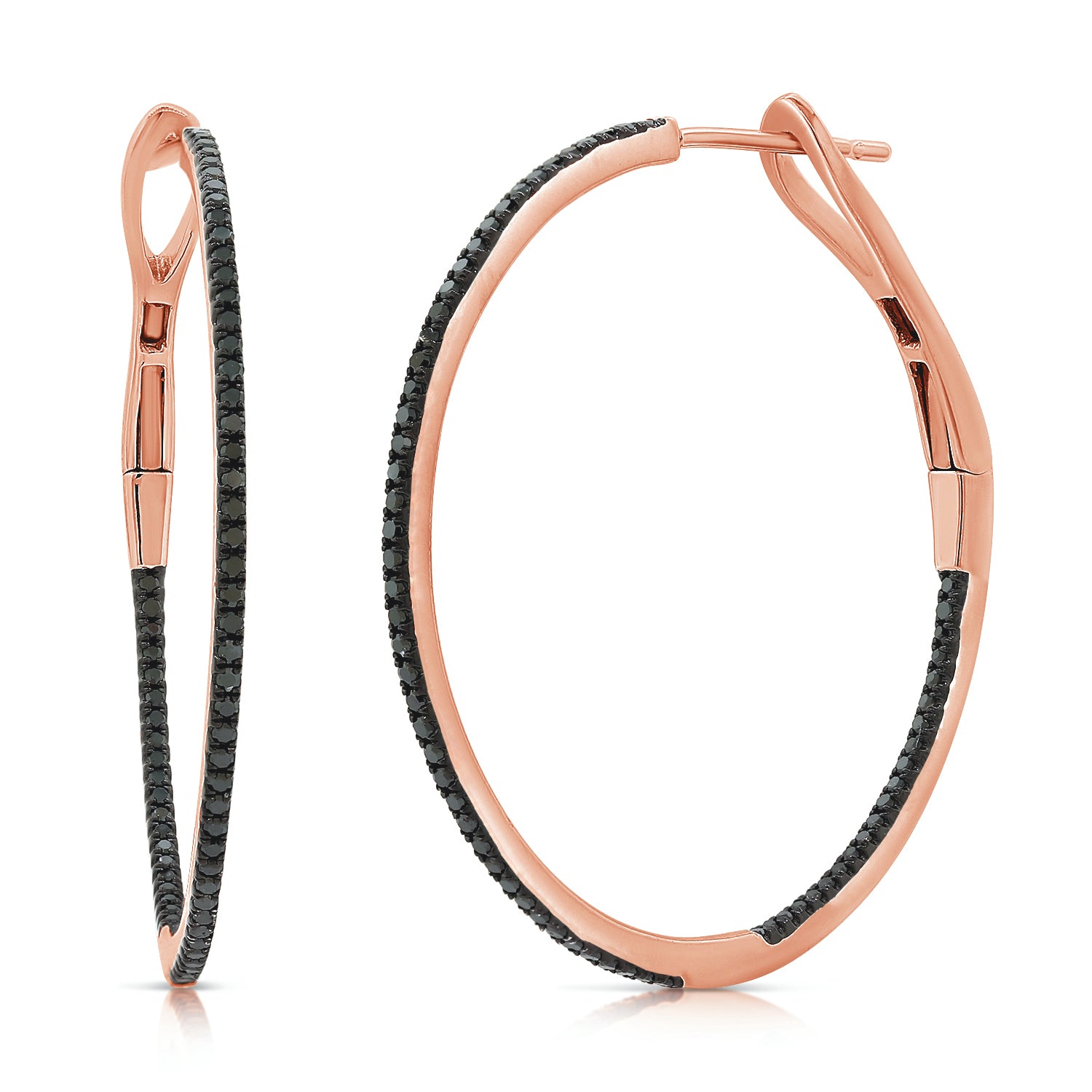 Classic 1.25" Black Diamond Hoop Earrings - The EarStylist by Jo Nayor