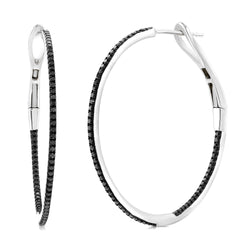 Classic 1.25" Black Diamond Hoop Earrings - The EarStylist by Jo Nayor