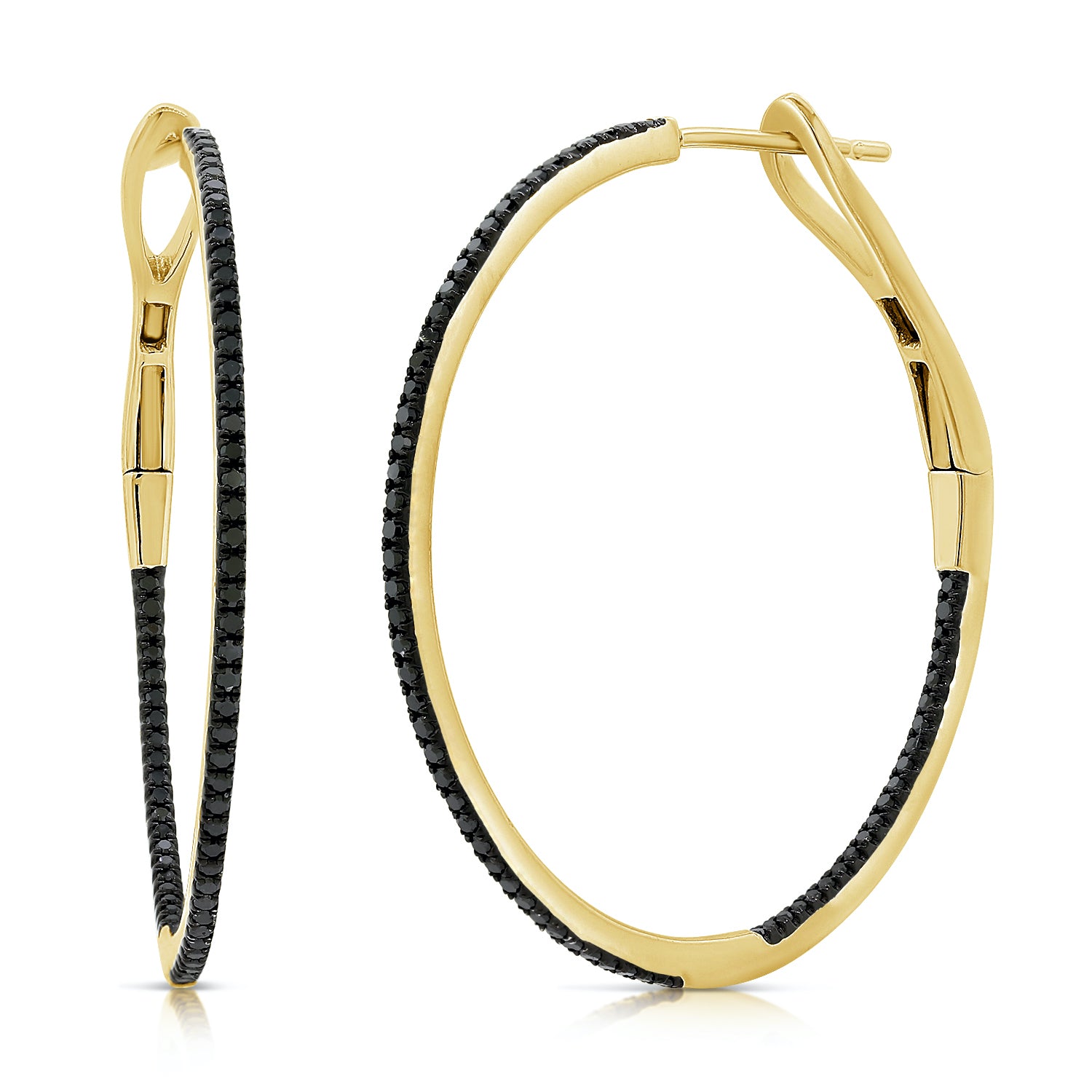 Classic 1.25" Black Diamond Hoop Earrings - The EarStylist by Jo Nayor