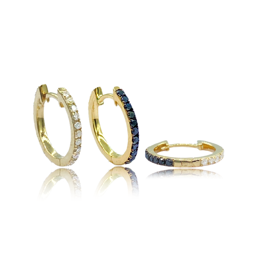 12MM Reversible White & Black Diamond Eternity Hoops - The Ear Stylist