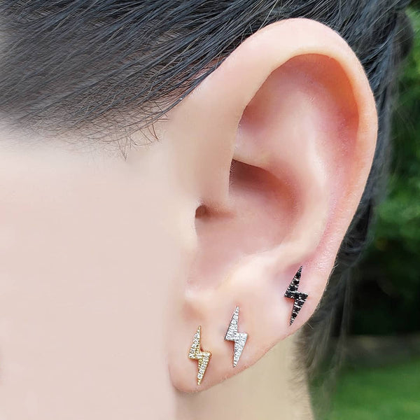 Diamond Lightning Bolt Stud Earring - The Ear Stylist by Jo Nayor