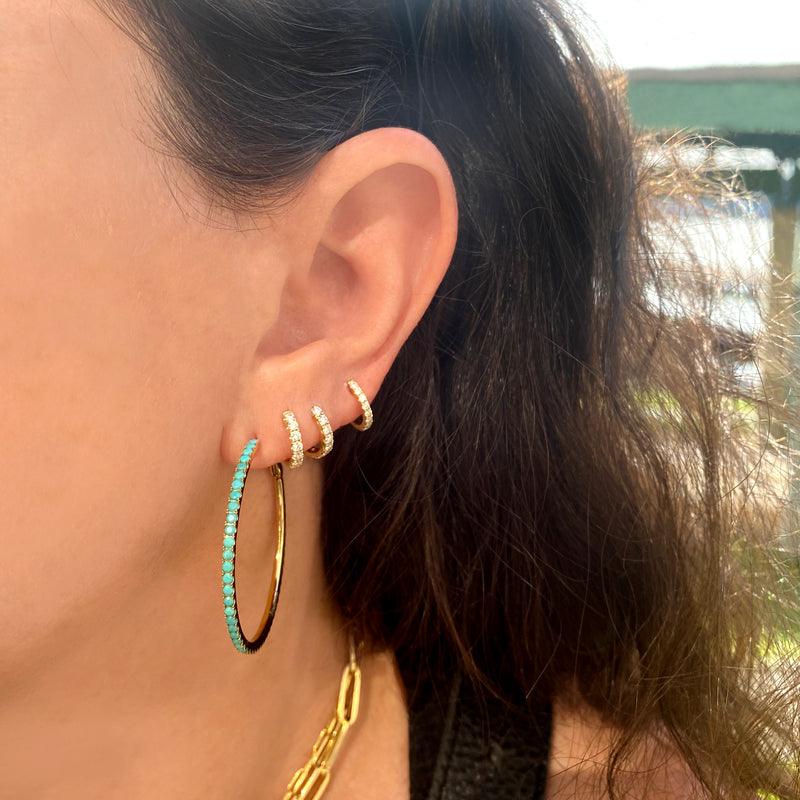 Classic 38MM Turquoise Eternity Hoop Earrings - The Ear Stylist