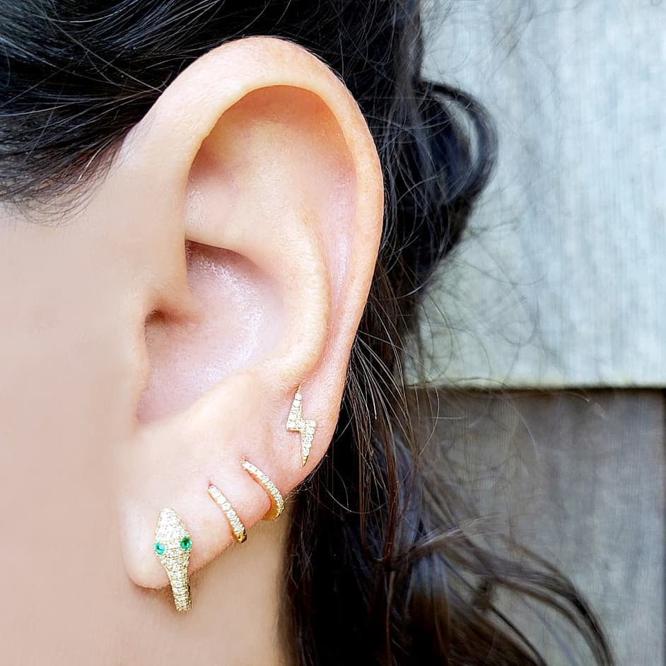 Diamond Lightning Bolt Stud Earring - The Ear Stylist by Jo Nayor