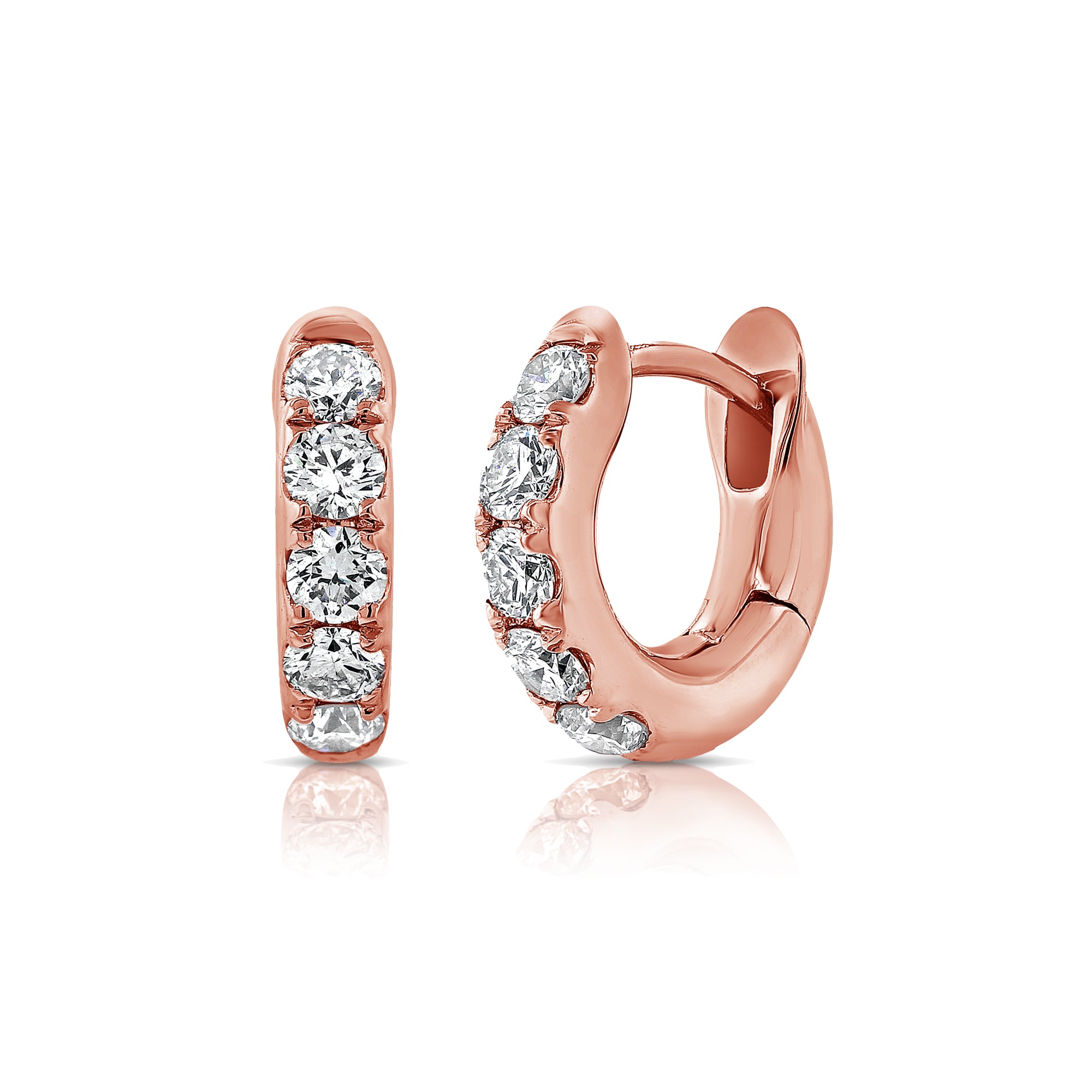 5 Diamond Huggie Earrings - Designer Earring - EarStylist by Jo Nayor