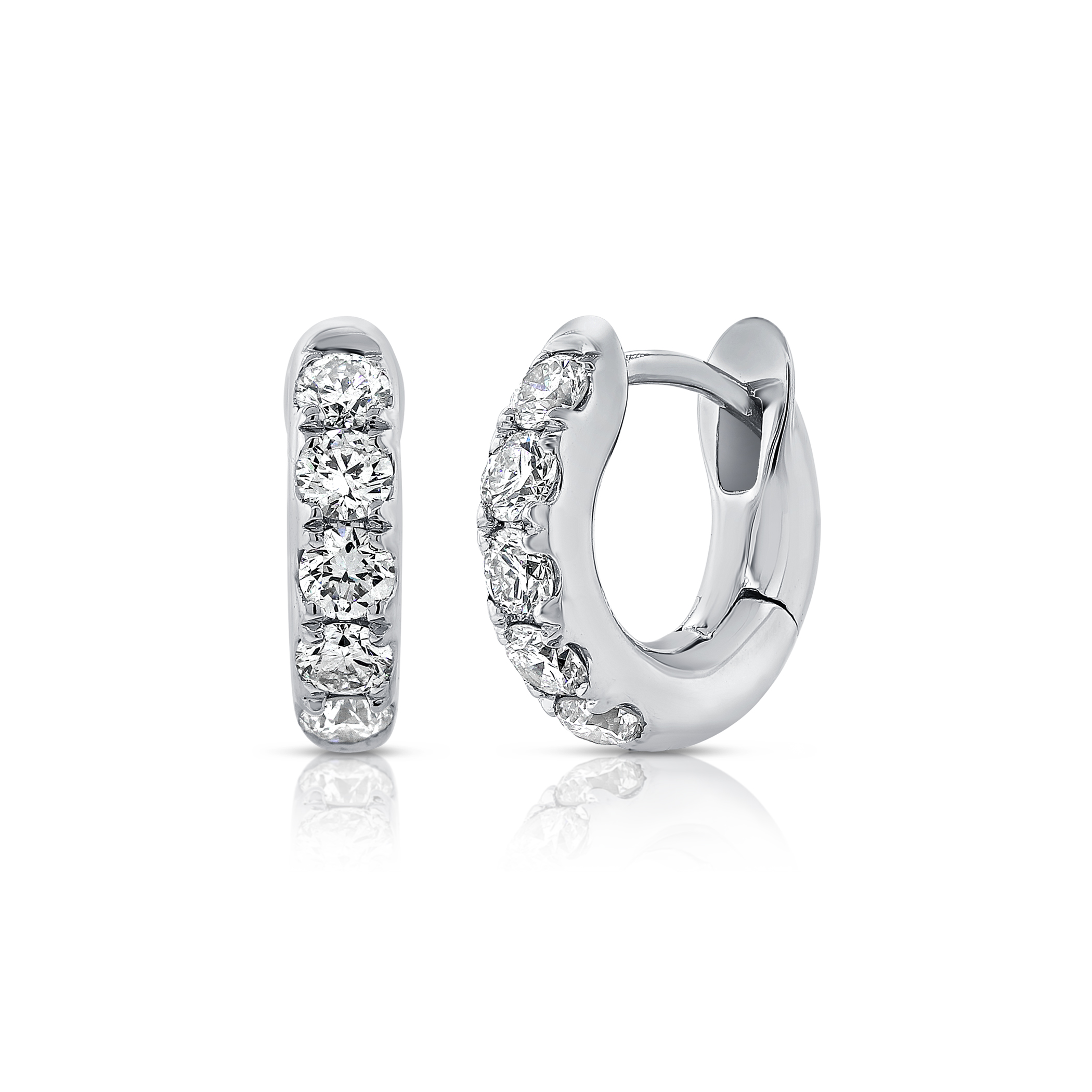5 Diamond Huggie Earrings - Designer Earring - EarStylist by Jo Nayor