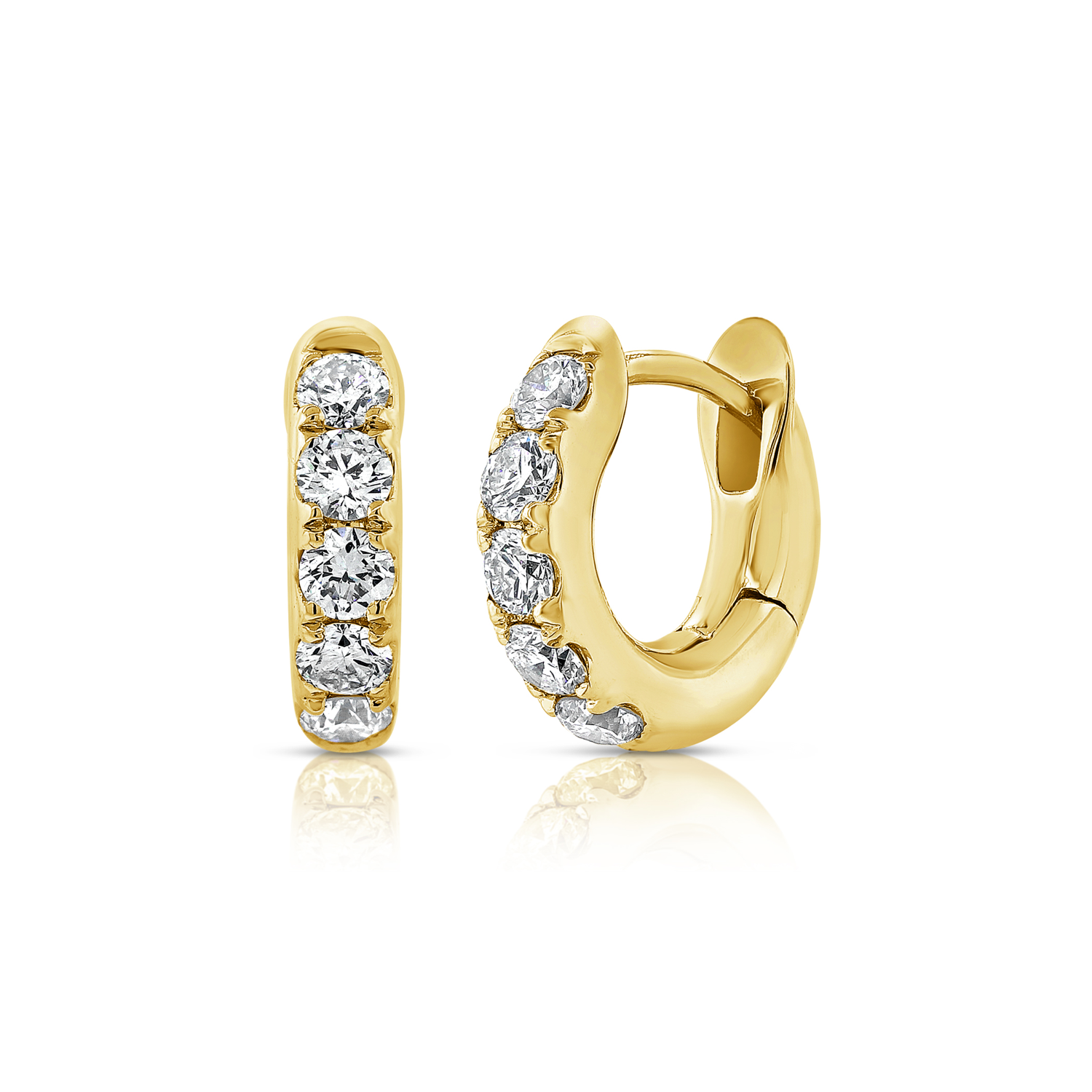 5 Diamond Huggie Earrings - Designer Earring - EarStylist by Jo Nayor