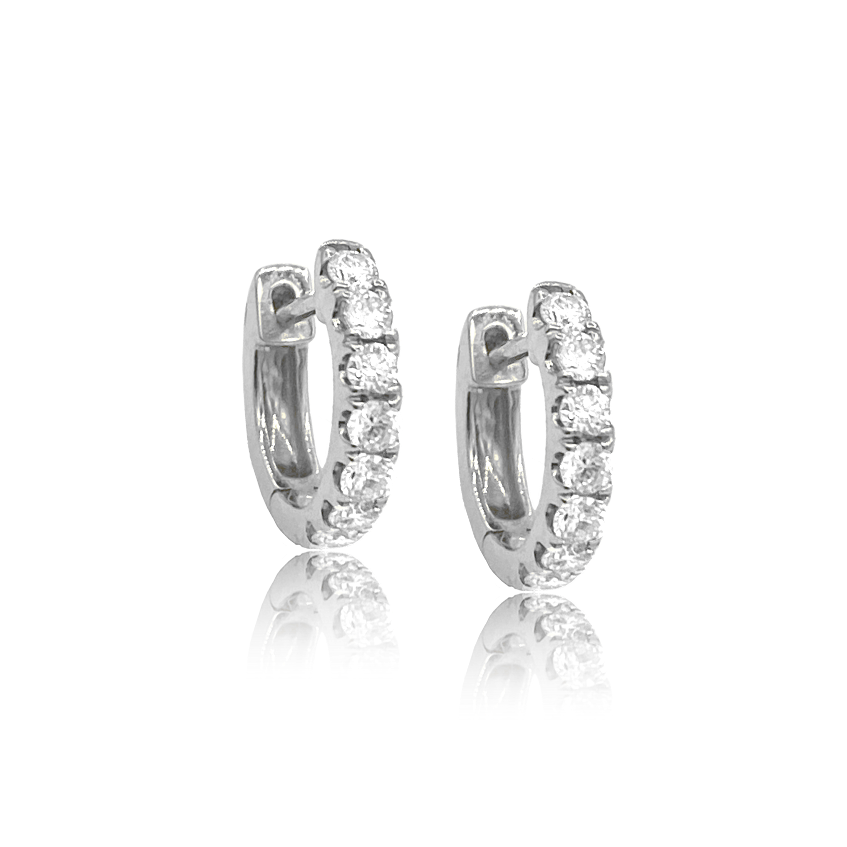 7 Diamond Huggy Earrings - Designer Earring - EarStylist by Jo Nayor