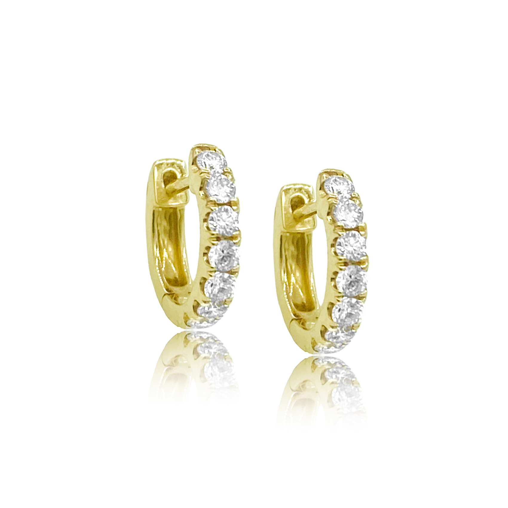 7 Diamond Huggy Earrings - Designer Earring - EarStylist by Jo Nayor