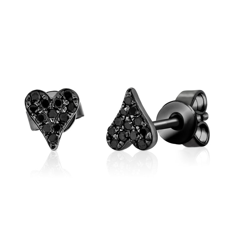 Mini Black Diamond Pave Heart - The Ear Stylist by Jo Nayor