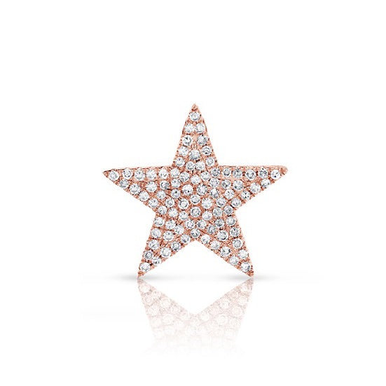 Large 14K Gold and Diamond Pave Star Stud Earring - The Ear Stylist by Jo Nayor