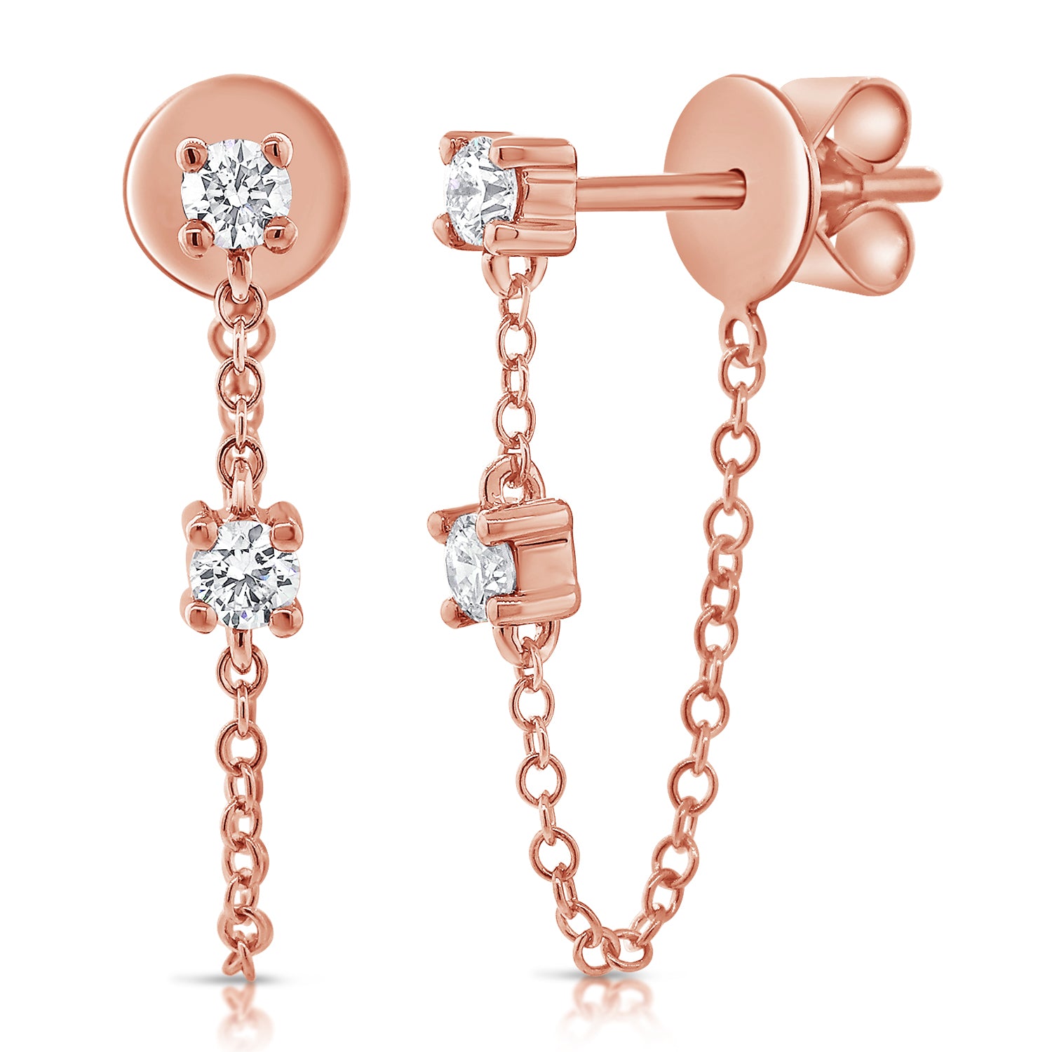 Tethered Prong Set Diamond Earring - Designer Earrings - Ear Stylist