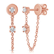 Tethered Prong Set Diamond Earring - Designer Earrings - Ear Stylist