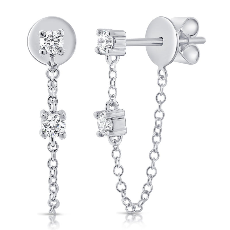 Tethered Prong Set Diamond Earring - Designer Earrings - Ear Stylist