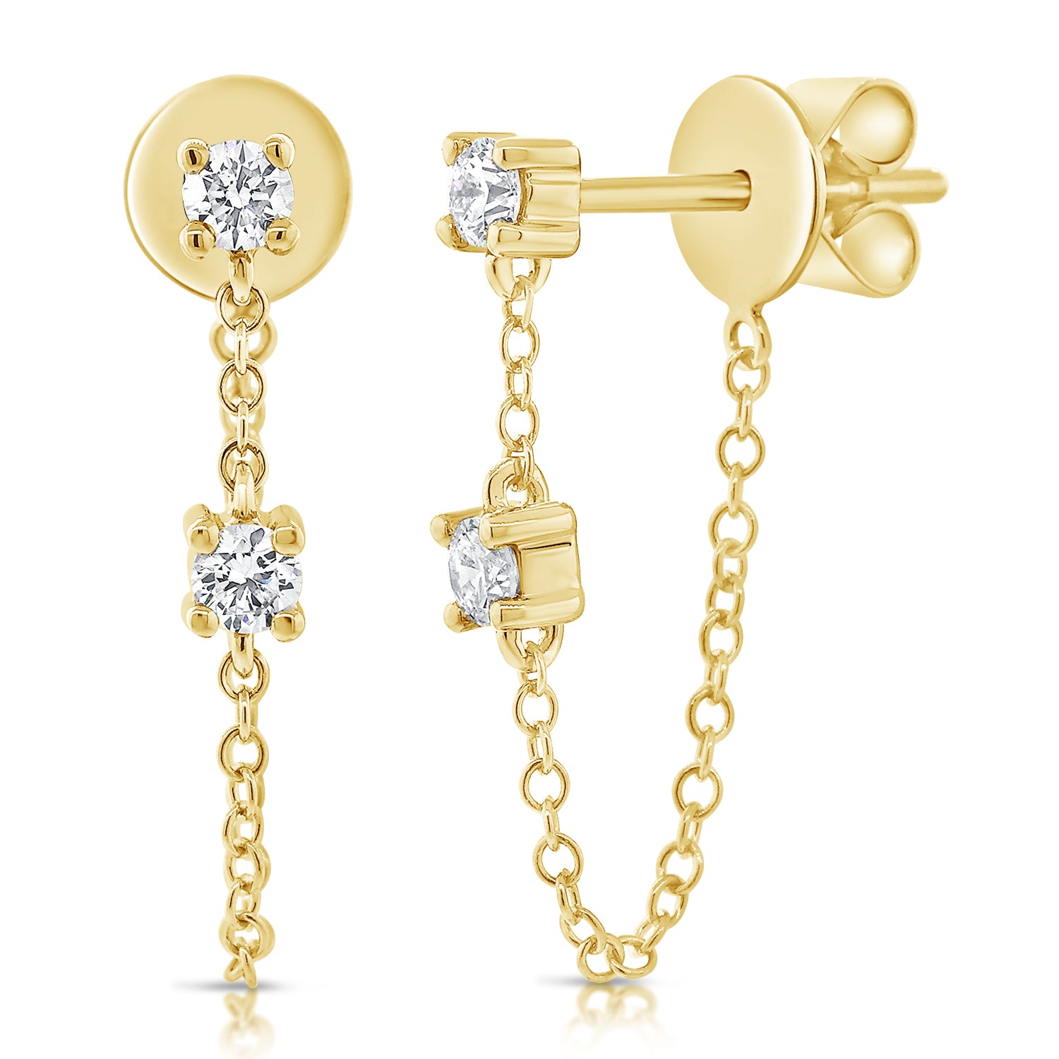 Tethered Prong Set Diamond Earring - Designer Earrings - Ear Stylist