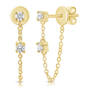 Tethered Prong Set Diamond Earring - Designer Earrings - Ear Stylist
