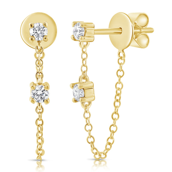 Tethered Prong Set Diamond Earring - Designer Earrings - Ear Stylist