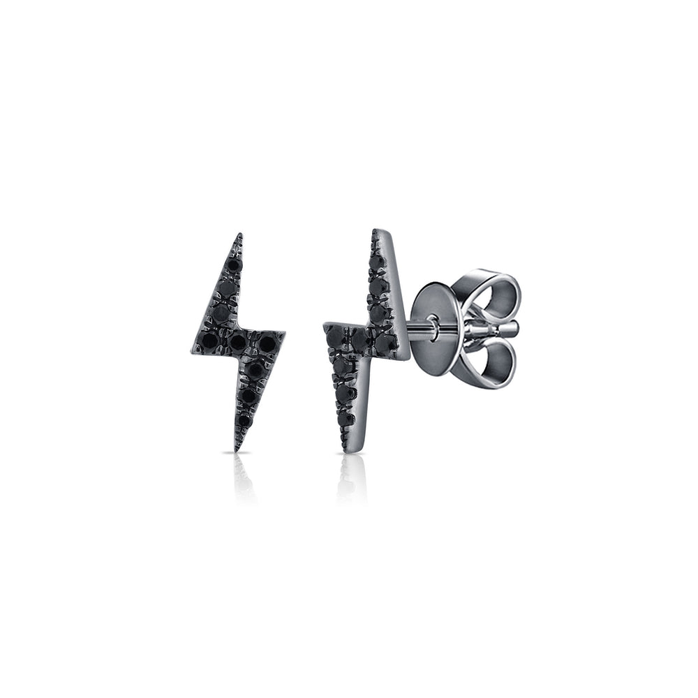 Black Diamond Lightning Bolt Stud Earrings - The Ear Stylist by Jo Nayor