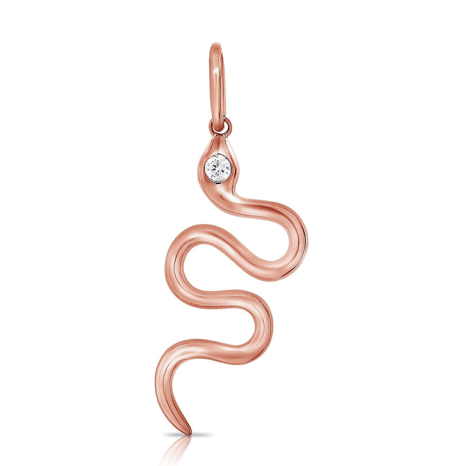14K Gold & Diamond Snake Charm - Designer Earrings - The EarStylist by Jo Nayor 