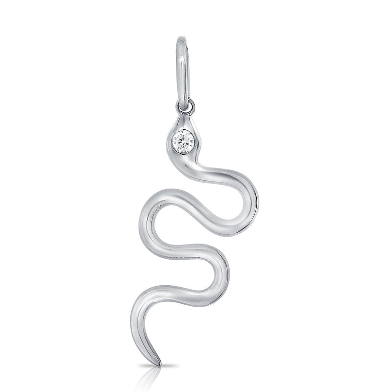 14K Gold & Diamond Snake Charm - Designer Earrings - The EarStylist by Jo Nayor 