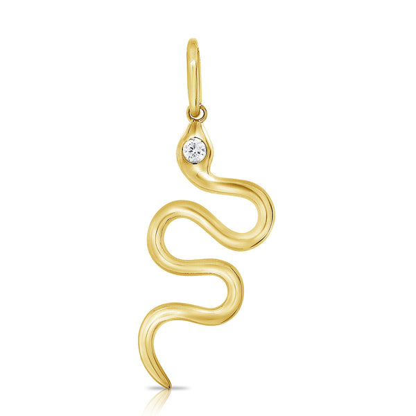 14K Gold & Diamond Snake Charm - Designer Earrings - The EarStylist by Jo Nayor 