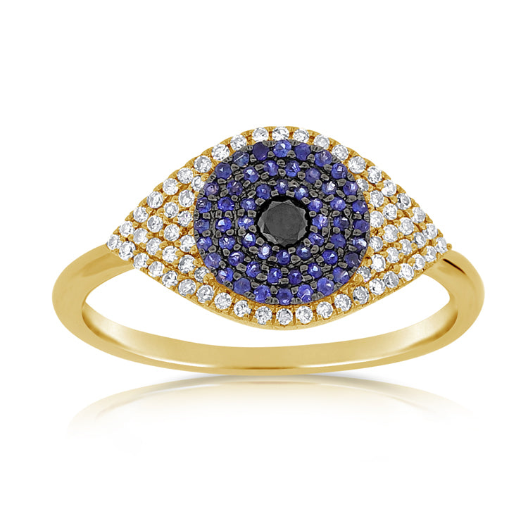 Diamond and Sapphire Evil Eye Ring - Designer Earrings - The EarStylist by Jo Nayor 