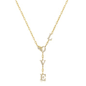 Large Diamond Love Lariat Necklace - Gold Necklaces - Jo Nayor Designs