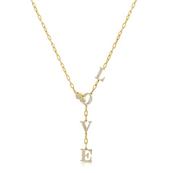 Large Diamond Love Lariat Necklace - Gold Necklaces - Jo Nayor Designs