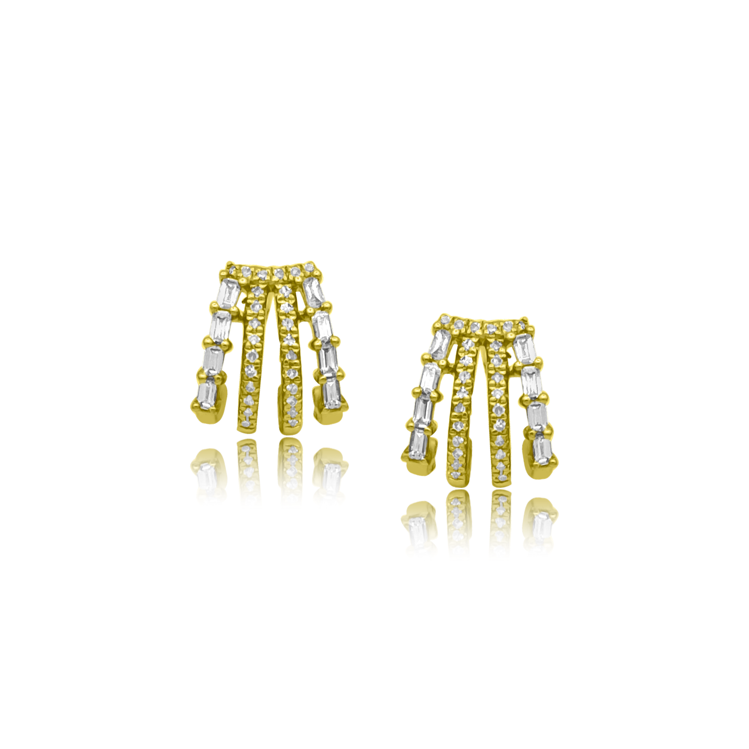 Baguette Diamond Garra Stud - Earrings - The Ear Stylist by Jo Nayor