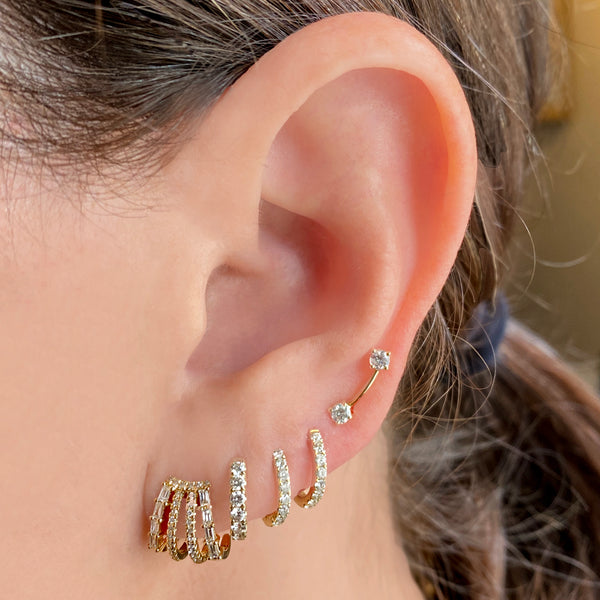 Baguette Diamond Garra Stud - Earrings - The Ear Stylist by Jo Nayor
