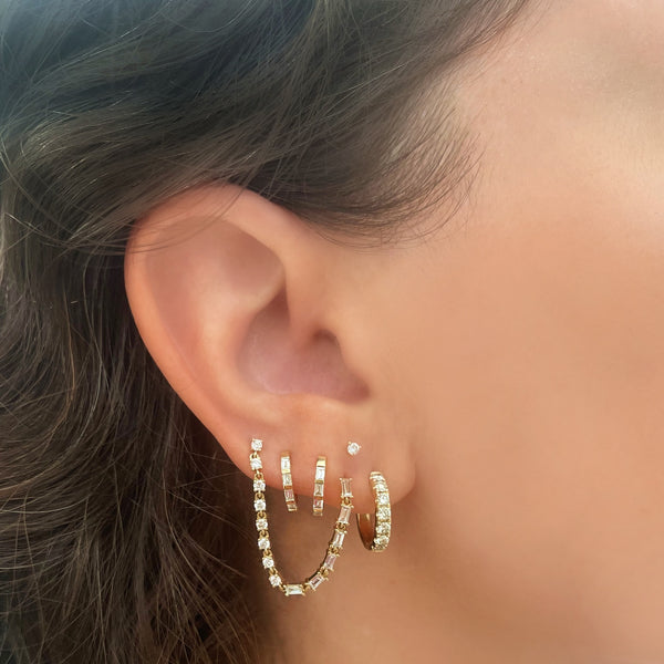 Baguette & Round Draped Studs - Earrings - Ear Stylist by Jo Nayor