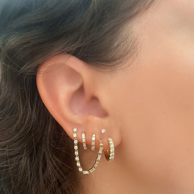 Baguette & Round Draped Studs - Earrings - Ear Stylist by Jo Nayor