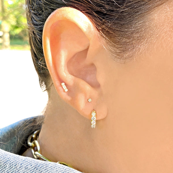 5 Diamond Huggie Earrings - Designer Earring - EarStylist by Jo Nayor