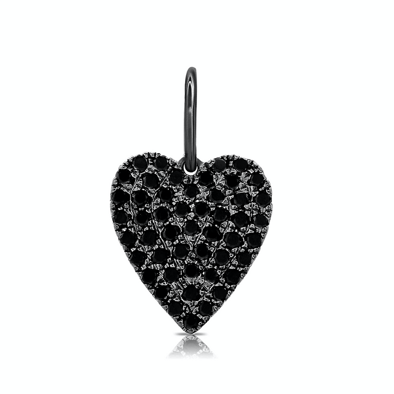 Black Diamond Heart Charm - Designer Necklaces - Jo Nayor Designs