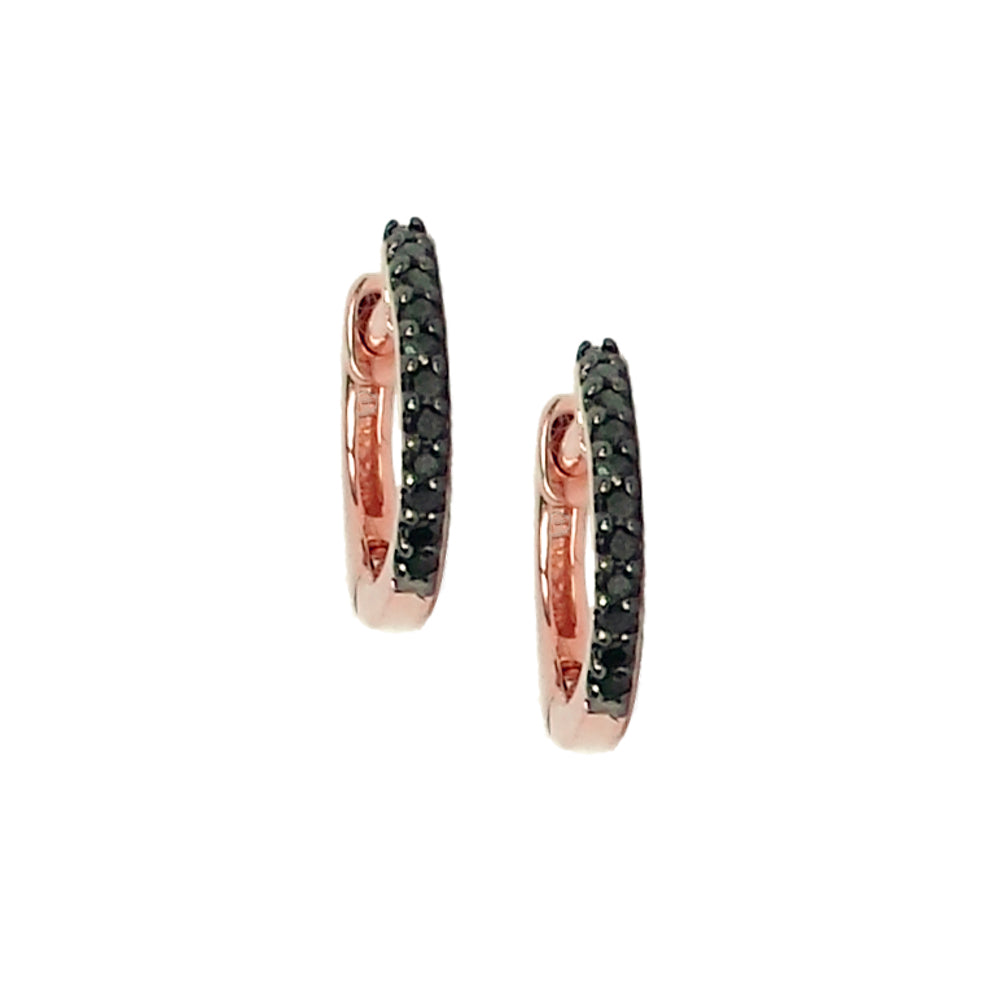 Black Diamond Mini Hoop Earrings - The Ear Stylist by Jo Nayor