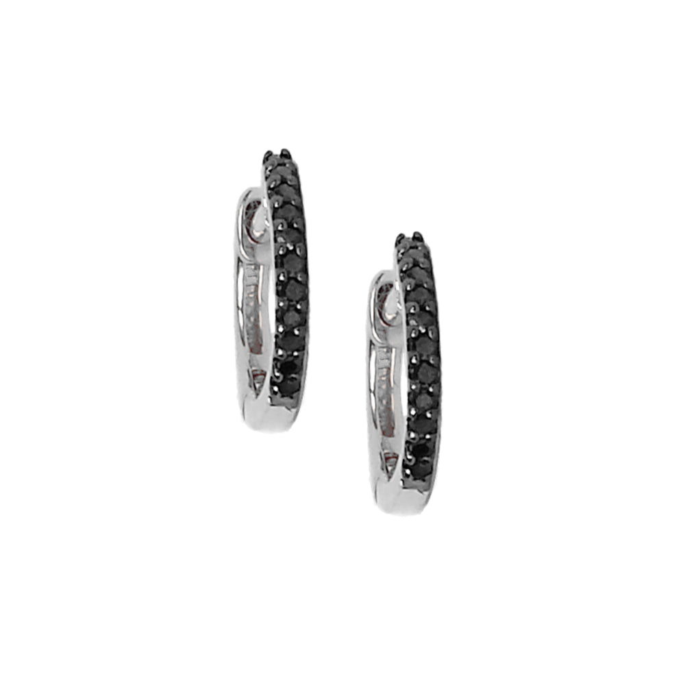 Black Diamond Mini Hoop Earrings - The Ear Stylist by Jo Nayor