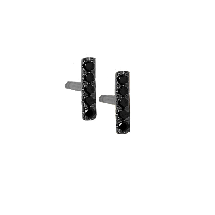 Black Diamond Mini Stick Stud Earring - The Ear Stylist by Jo Nayor