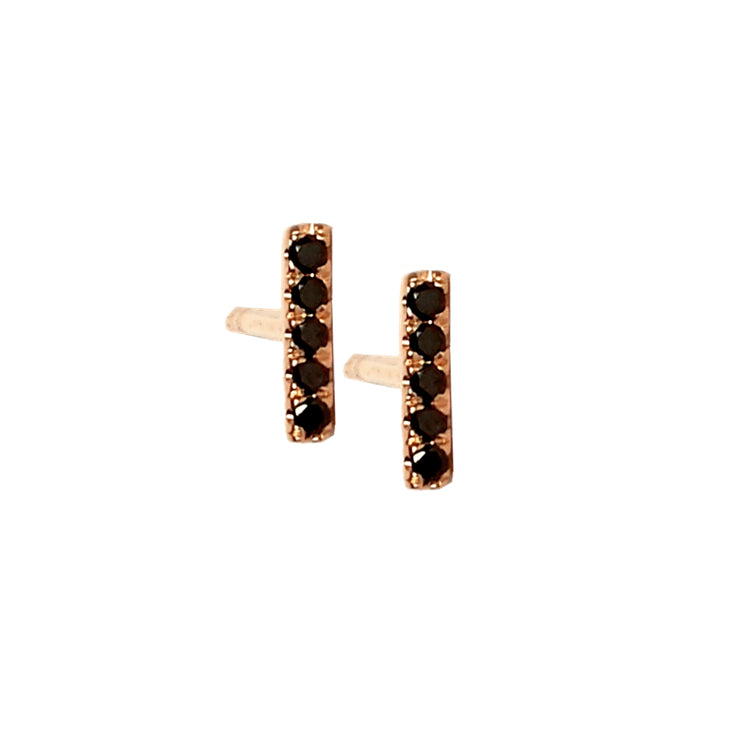 Black Diamond Mini Stick Stud Earring - The Ear Stylist by Jo Nayor