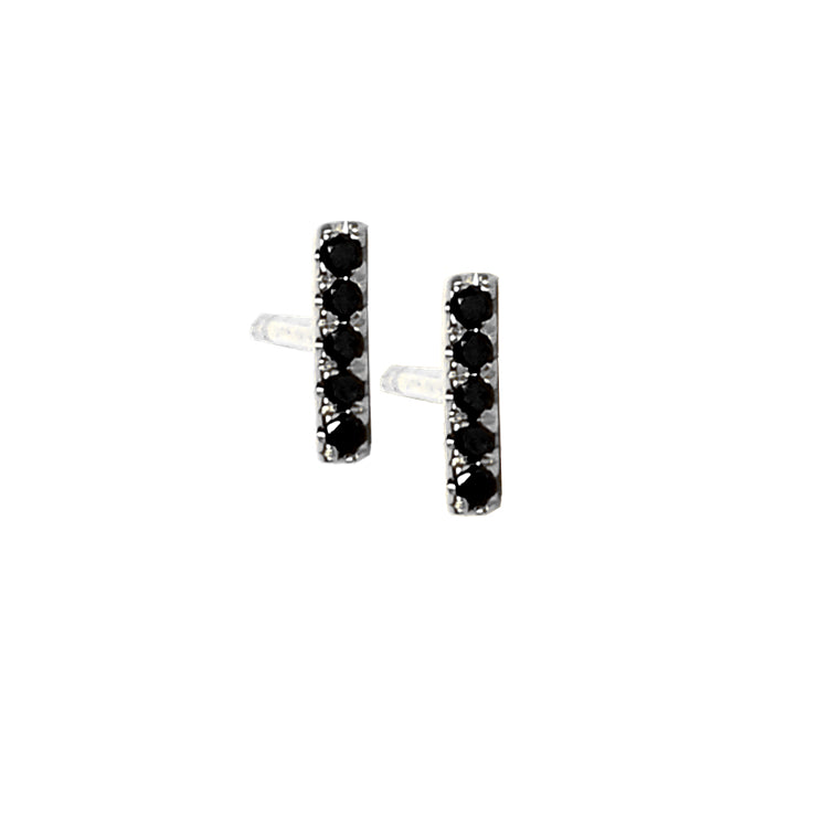 Black Diamond Mini Stick Stud Earring - The Ear Stylist by Jo Nayor