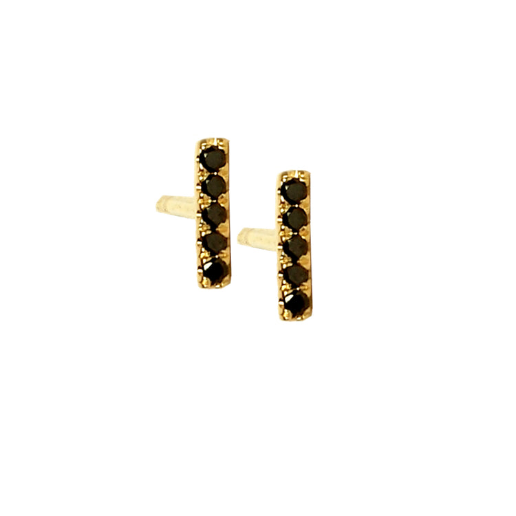 Black Diamond Mini Stick Stud Earring - The Ear Stylist by Jo Nayor
