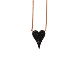 Black Diamond Pave Heart Necklace - The Ear Stylist by Jo Nayor