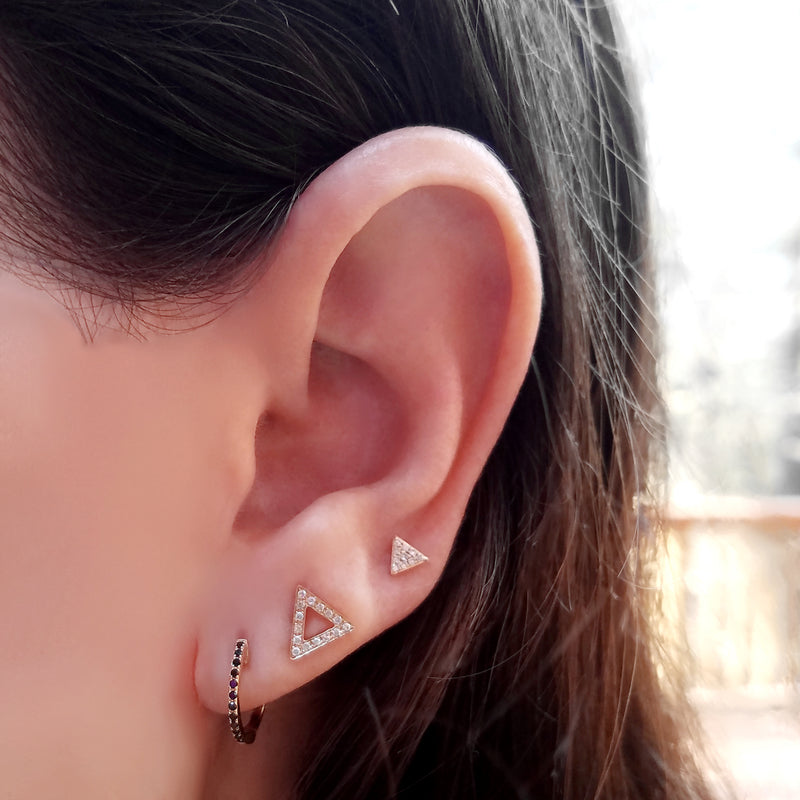 Small Black Diamond Hoop Earrings - The Ear Stylist by Jo Nayor