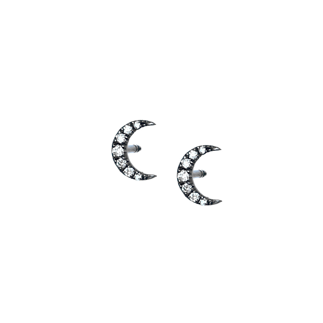 Gold & Diamond Mini Moon Earring - The Ear Stylist by Jo Nayor