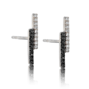 Black & White Diamond Twin Post Earring - The Ear Stylist by Jo Nayor