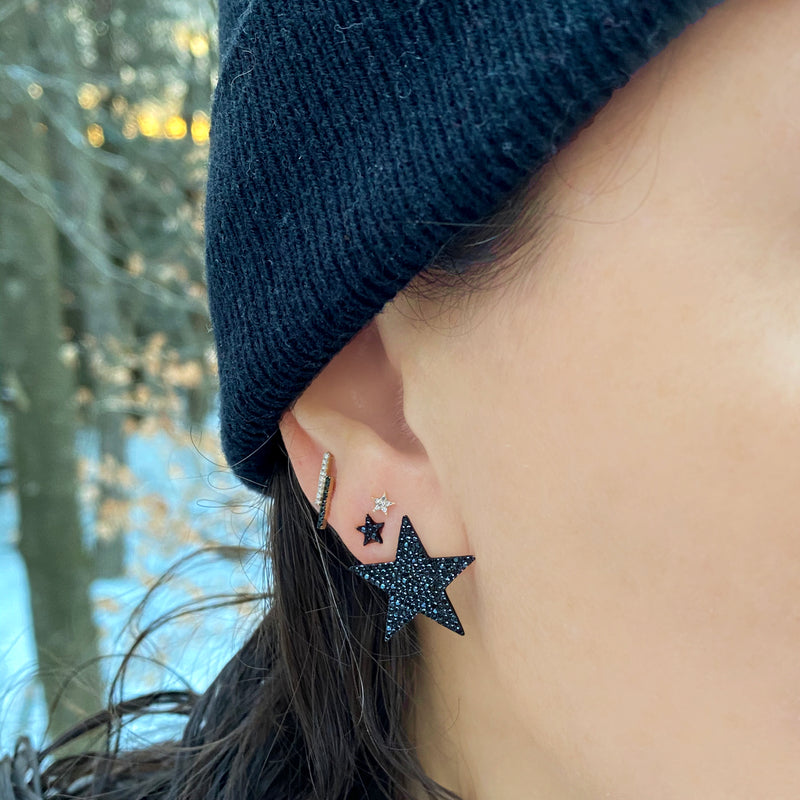 Black & White Diamond Twin Post Earring - The Ear Stylist by Jo Nayor
