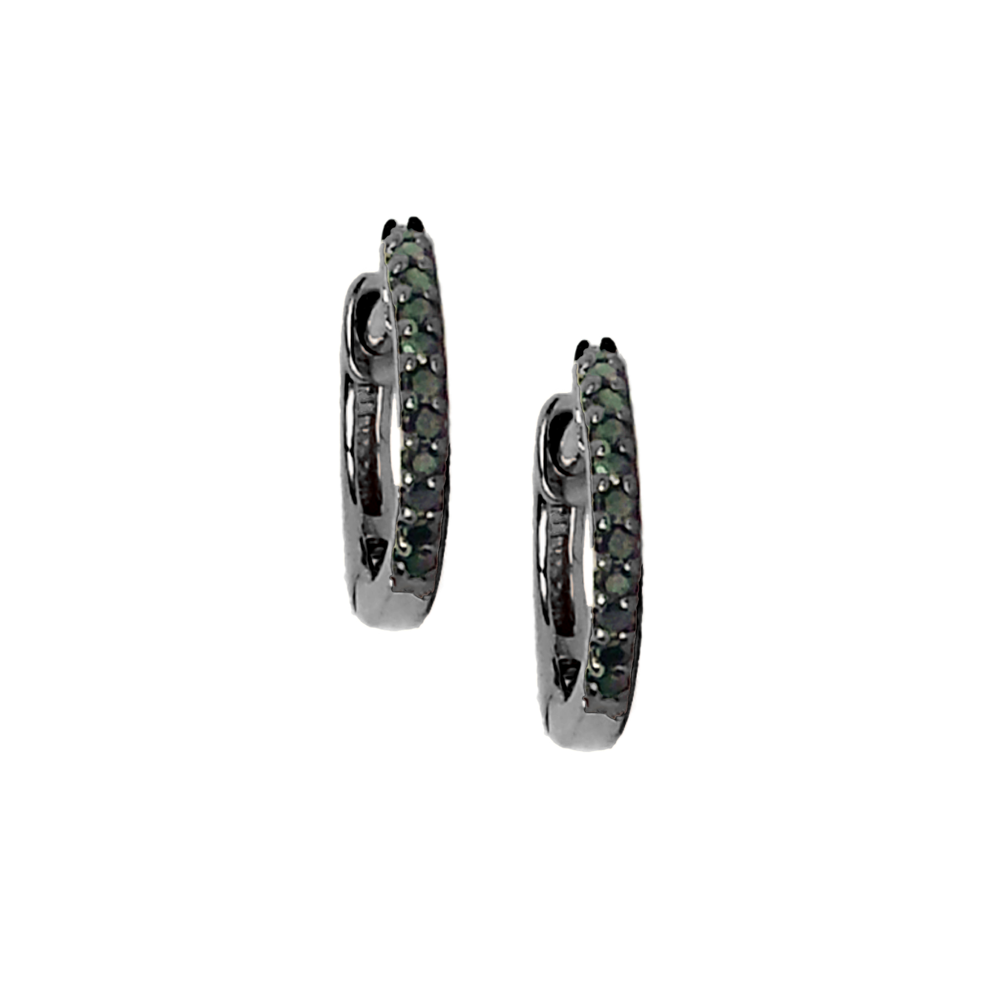 Black Diamond Mini Hoop Earrings - The Ear Stylist by Jo Nayor